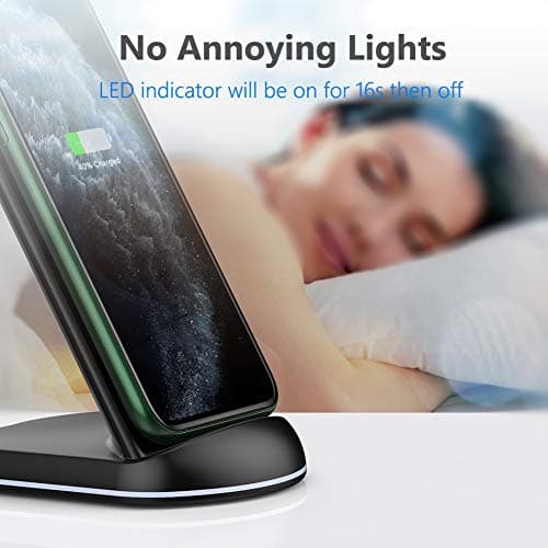 Yootech Wireless Charger,10W Max Wireless Charging Stand, Compatible with iPhone 17/17 Pro/17 Pro Max/Air/16e/16/16 Plus/16 Pro Max/15/14/13/SE 2022/12/11/X/8, Galaxy S25/S24/S23/S22(No AC Adapter) 5