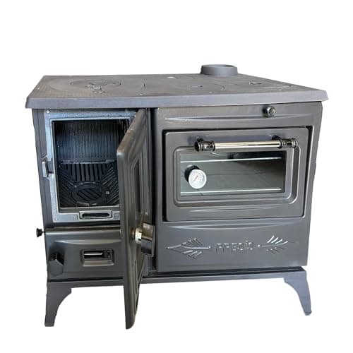 Colorfull Cast Iron Wood Cook Stove with Oven | Wood Burning Stove Range Stove | Kitchen Stove Cooker Oven Section with Thermometer | Village House Oven Cabin Stove Made in Turkiye (Black) 5
