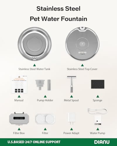 Cat Water Fountain Stainless Steel - 3.2L/108oz Pet Water Fountain for Cats Indoor - Automatic Pet Watering Dispenser (4 Filter) 9