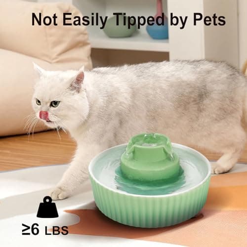 Lawfery Ceramic Cat Water Fountain, 2.1L/71oz Cat Fountain with 3 Carbon Filters and 2 Water Pumps, Cupcake Pet Water Fountain for Cats and Dogs (Green) 7