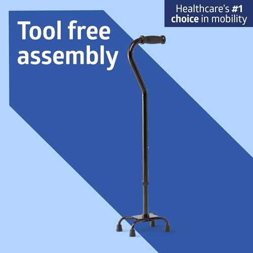 Medline Aluminum Quad Cane with Small Base for Balance, Height Adjustable 29" to 38", Knee Injuries, Surgery Recovery & Mobility, Lightweight Walking Aid for Seniors & Adults, 300 lb Weight Capacity 6
