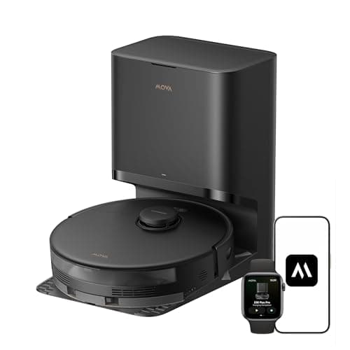 Mova E30 Pro Plus Robot Vacuum, 19000Pa Suction, DuoRoller Brush Anti-Tangle, Self-Emptying 90-Day Hands-Free, Extendable Side Brush for Edge Cleaning, App & Voice Control