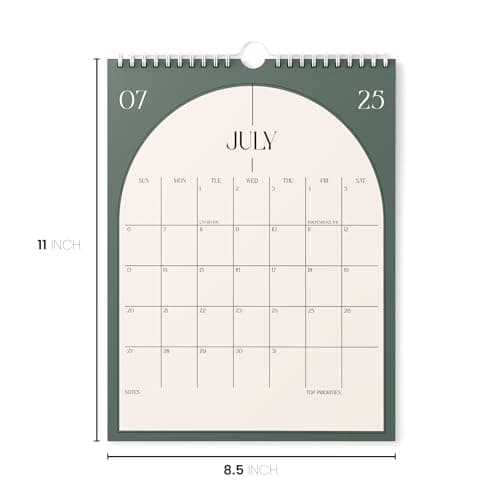 Karto Wall Calendar 2025 - Vertical 8.5x11 inch Runs Until June 2026 - Boost Your Productivity and Easy Planning with the Aesthetic Monthly Calendar - Boho Color 6