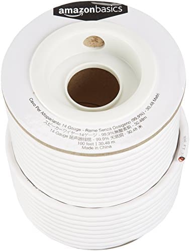 Amazon Basics 14-Gauge Audio Speaker Wire Cable for Audio Applications, 99.9% Oxygen-Free Copper, Color Coded, Insulated Jacket, 100-Foot, White 2