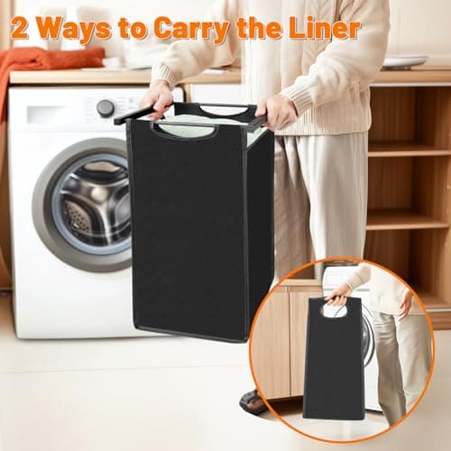 Sonharlar Laundry Hamper, Laundry Sorter with 4 Pull-Out Removable Oxford Fabric Bags Cloth Laundry Basket 4 x 10 Gallons (Black and Rustic Brown) 8