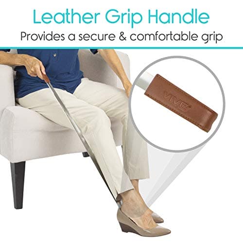 Vive Extra Long Handled Shoe Horn (31.5 Inches) - Metal Shoehorn for Men and Women - Large Standing Reach Assist - Long-Handled Dressing Aid for Seniors - Extended XL Stainless Steel Tool for Boots 5