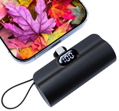 CooLuzer Mini Power Bank,Capsule Power Phone Charger 5500mAh,Portable Charger with Dual USB-C Ports for iPhone17/16/15/15 plus/15 pro/15 pro Max/Android Phone/Samsung/Moto/LG etc (Black)