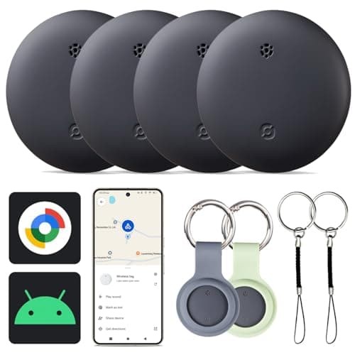 2025 Upgraded Android Air Tracker 4 Pack, Bluetooth Tracker Tags for Android Phones, Compatible with Google Find My Device, Item Locator for Luggage, Keys, Backpack