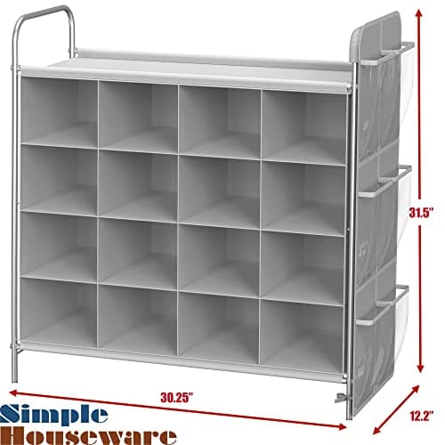 Simple Houseware 4-Tier 16 Cube Shoe Cubby Rack Organizer, Gray 7