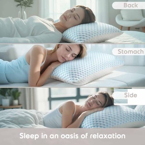Nestl Cooling Pillow for Sleeping 2 Pack, Luxury Shredded Memory Foam Pillows Standard Size Set of 2, Adjustable Cold Gel Pillows for Hot Sleepers Supportive Cool Pillow for Side Back Stomach Sleepers 5