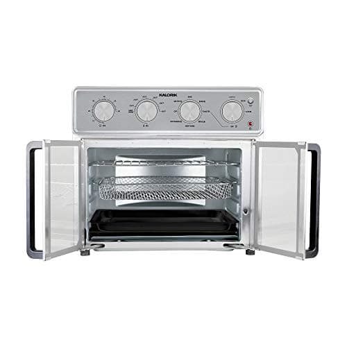 Kalorik MAXX Air Fryer Oven, 26 Quart 9-in-1 Countertop Toaster Oven and Air Fryer Combo - Fry, Bake, Roast, Rotisserie, & More, Large Glass French Doors & 7 Accessories, 1700-Watts, Stainless Steel 8