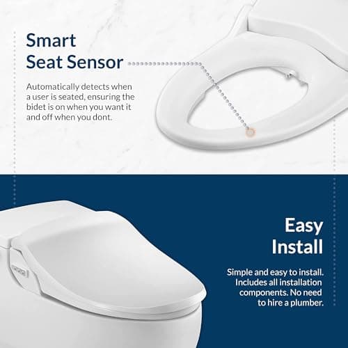 Bio Bidet Slim Two Electric Bidet Toilet Seat Round, Warm Water, Heated Seat, Night Light, Front and Rear Wash, Wireless Remote Control, White 6