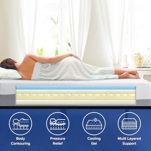 Olee Sleep Full Mattress, 10 Inch Gel Memory Foam Mattress, Gel Infused for Comfort and Pressure Relief, CertiPUR-US Certified, Bed-in-a-Box, Medium Firm, Grey, Full Size 8