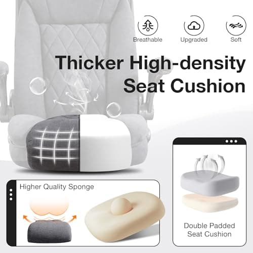 Big and Tall Fabric Office Chair 400lbs High Back Executive Computer Desk Chair with Flip Up Armrest, Breathable Fabric Adjustable Height Ergonomic Home Office Heavy Duty 7