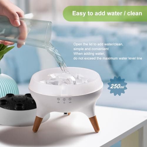 HIROGA Jellyfish Diffuser 250ML, Volcano Diffuser Aroma Diffusers Air Humidifiers 7Color LED, 5 Rings Dynamic Sound Pickup Ultrasonic Aromatherapy Fragrant for Bedroom Office (White) 5