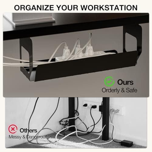 Muvai L Shaped Standing Desk with Cable Management Tray, 59 Inch Height Adjustable Electric Standing Corner Desk, Sit Stand Up Work Table for Home Office, Gaming with Reversible Splice Board, Black 5