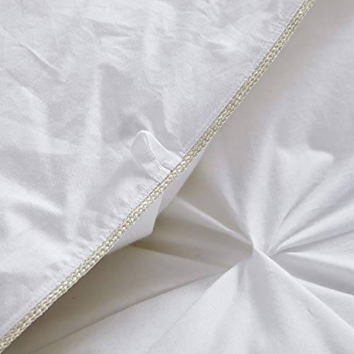 Luxurious All-Season Goose Down Feather Fiber Comforter Queen Size Duvet Insert, Exquisite Pinch Pleat Design, Premium Baffle Box, 100% Egyptian Cotton Cover, 55 oz. Fill Weight, White 7