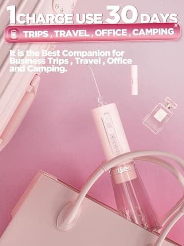 WELLFINE Water Dental Flosser Teeth Pick: Portable Cordless 4 Modes Flossers Pic 300ML Rechargeable Floss Pik Powerful IPX7 Waterproof Oral Irrigator for Cleaning Gum Care Braces for Home Travel 6