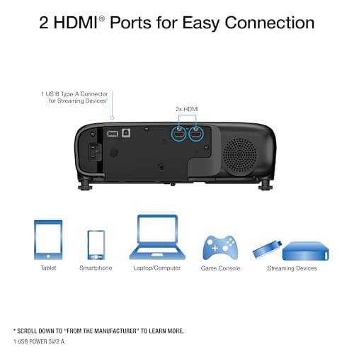 Epson Pro EX9270 Wireless 1080p 3LCD Projector 4,100 Lumens Color and White Brightness, Apple AirPlay, Miracast, Stream from Phone or Laptop, 2 HDMI Ports, 1.6x Optical Zoom, Built-In Speaker 7