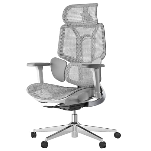 Hbada E3 Air Ergonomic Office Chair, Big and Tall Office Chair - with 3-Zone Dynamic Lumbar Support, 3D Adjustable Headrest, 3D Adjustable Armrests, Swivel, Grey(No Footrest)