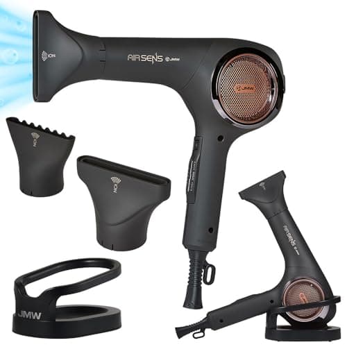 JMW Korean Professional Salon Hair Dryer AIR Sense I 15 Winds-3 Heat X 5 Speed Mix, 2 Nozzles & Dryer Stand, Upgrade BLDC Motor, 100% Cool Shot, Smart Memory, Fast Drying, Quiet and Long-Lasting