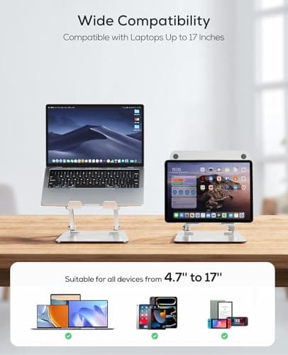 Nulaxy Ergonomic Adjustable Laptop Stand for Desk, Dual Foldable Computer Riser with Advanced Heat-Vent, Heavy-Duty Portable Notebook Holder for Posture Correction, Compatible with Mac 10-17" Laptops 7