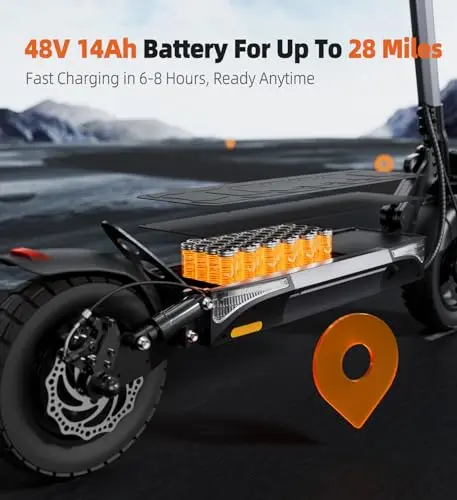 Escoone Electric Scooter for Adults, 1000W Powerful Motor with 28 MPH Top Speed & 28 Miles Long Range, 10" Pneumatic Off-Road Tires, Dual Suspension, Foldable E Scooter for Commuting 3