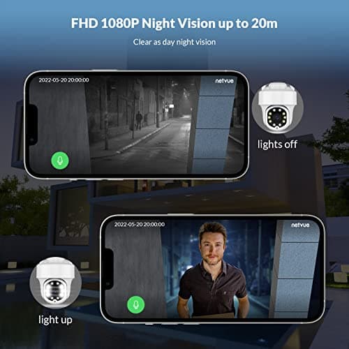 NETVUE Outdoor Security Surveillance Camera- 2.4G WiFi 360° View Pan Tilt Camera, Compatible with Alexa, Two-Way Audio, Color Night Vision, Floodlights, Digital Zoom Camera & Smart Motion Detection 5