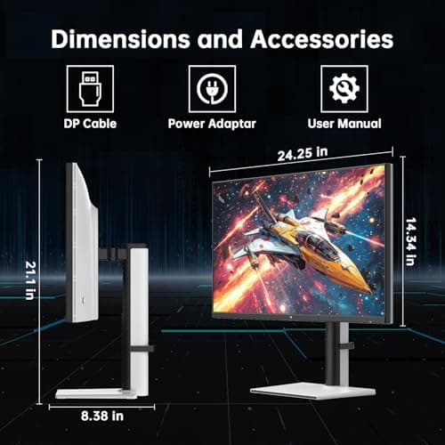 KTC 27 Inch White Gaming Monitor 300Hz/320Hz, QHD 1440P Fast IPS Computer Monitor with Adaptive FreeSync, HDR400, Height/Pivot/Swivel/Tilt Adjustable, DP&HDMI, H27E6 9