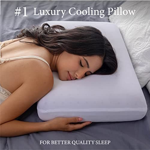 Pharmedoc Cooling Memory Foam Bed Rest Pillows, 1 Pack, Ventilated Lilac Dreamer, Reading, Standard, Back and Side Sleeper Support, Sleeping Pillows for Adults 5