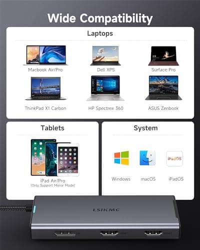 USB C Docking Station Dual Monitor 7 in 1 Laptop Docking Station Triple Monitors for DELL HP Lenovo,USBC Hub Multiport Adapter Dongle with 2HDMI 4K+8k DisplayPort+2*USB-A+1USB-C+USB-C Charging 100w 8