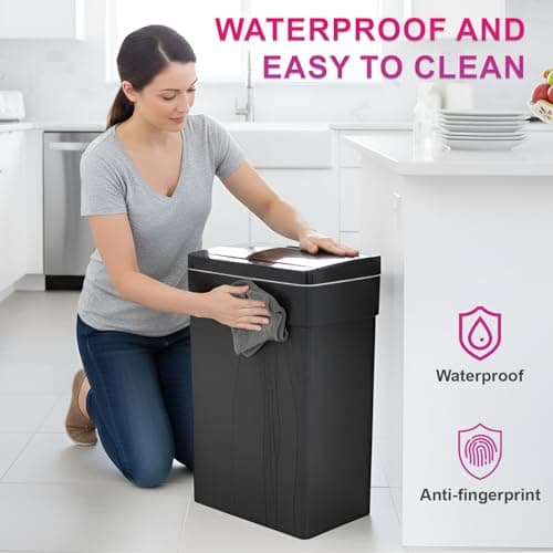PayLessHere 13 Gallon 50 L Trash Can with Lid Plastic Kitchen Trash Bin Automatic Touch Free Motion Sensor Trash Can (1, Black) 3