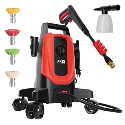 MZK Pressure Washer,5200 Max PSI with Anti-Tipping Technology,4 Quick-Connect Nozzles,Foam Cannon for Easy Replacement,High-Pressure Cleaning of Cars,Fences