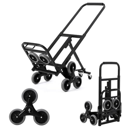 Stair Climbing Cart, 330 LB Climber Hand Truck with Adjustable Handle, Portable Folding Cart for Stairs, Stair Climbing Dolly Hand Carts with 10 Wheels for Shopping, Moving, Office Use
