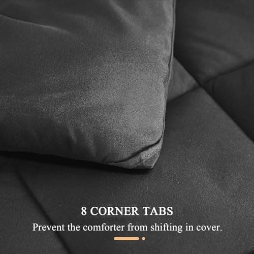 120x128 Oversized King Comforter, Extra Large King Size Comforter Oversized, All Season Soft Lightweight Quilt Down Alternative Duvet Insert with 8 Corner Tabs(120x128, Black) 5
