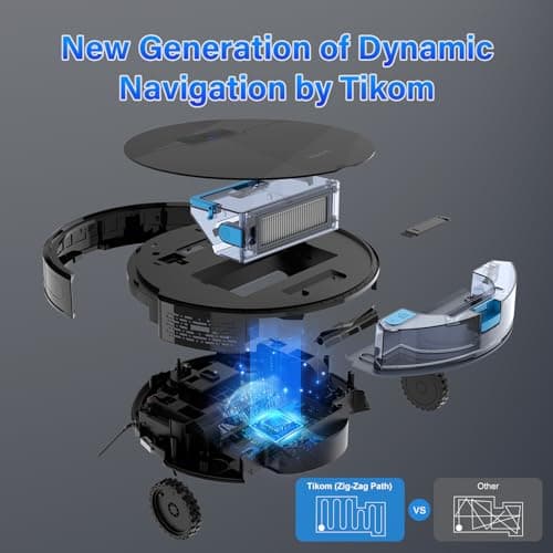 Tikom Robot Vacuum and Mop Combo, Robot Vacuum Cleaner with Powerful Suction, Super Thin, Self-Charging Robotic Vacuum Cleaner for Carpet, Pet Hair, Hard Floors, APP & Remote Control 6