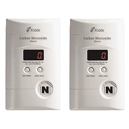 Kidde Carbon Monoxide Detector, Plug In Wall with 9-Volt Battery Backup, Digital LED Display - 2 Pack