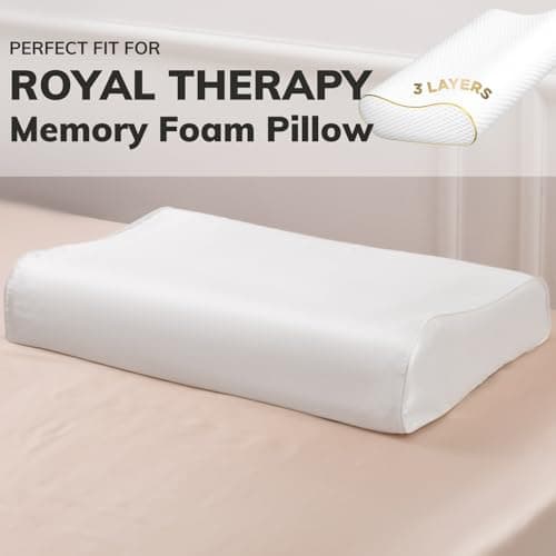 PROMEED Mulberry Silk Pillowcase for Contour Memory Foam Pillow, Natural 23 Momme Silk Memory Foam Pillow Case Cover, Pefect Fit for Royal Therapy Cervical Neck Pillow (White, Queen-24"x14.5"x5"/4.3") 7