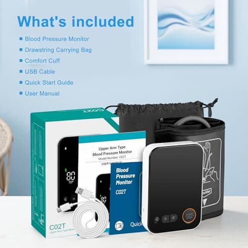 Blood Pressure Monitor Upper Arm - Bluetooth iOS & Android Compatible One-Button Operation Voice Broadcast Large LED Display Backlit 2x120 Memory Adjustable Cuff 8.7"-16.5" with Storage Bag Black 8