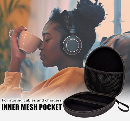 Ginsco Universal Headphone Case Compatible with JBL Tune 510BT 720BT, Sony WH-CH 720N/WH-CH520, Soundcore Q20i/Q30 BERIBES KVIDIO TOZO etc, 1680D Oxford Travel Carrying Hard Shell Case Black 9