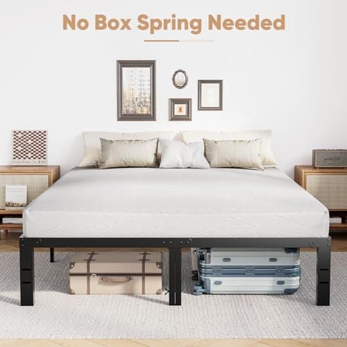 DUMOS Bed Frame - Full Size Metal Platform Bed Frames Mattress Foundation with Steel Slat Support, No Box Spring Needed, Storage Space Under Base, Easy Assembly, Black 7