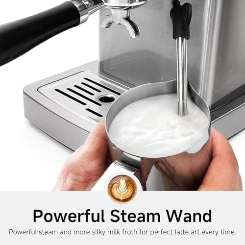 HiBREW Programmable Espresso Machine, H10A, 20-Bar Extraction Pressure, Brushed Stainless Steel, Adjustable Temperature and Cup Volume, 1.8L Removable Water Tank, Steam Wand for Milk Frother, Silver 6