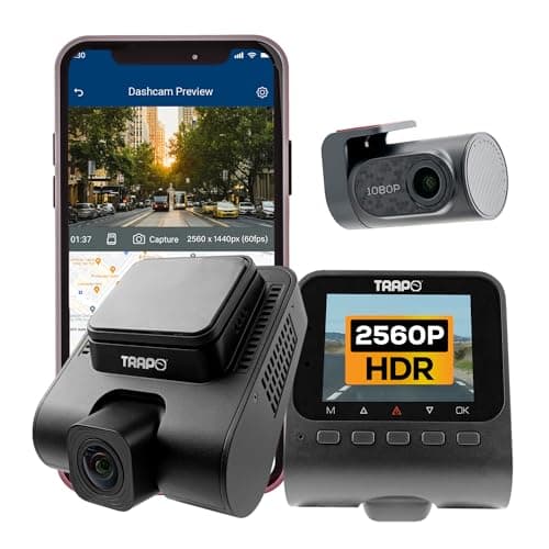 Trapo S650 Dash Cam 2K HDR 2560x1440P Front and Rear Dash Cam, Car Camera with ADAS, Voice Control, Super Capacitor, Parking Surveillance, Built-in GPS & Wi-Fi, 60 FPS Front + 30 FPS Rear
