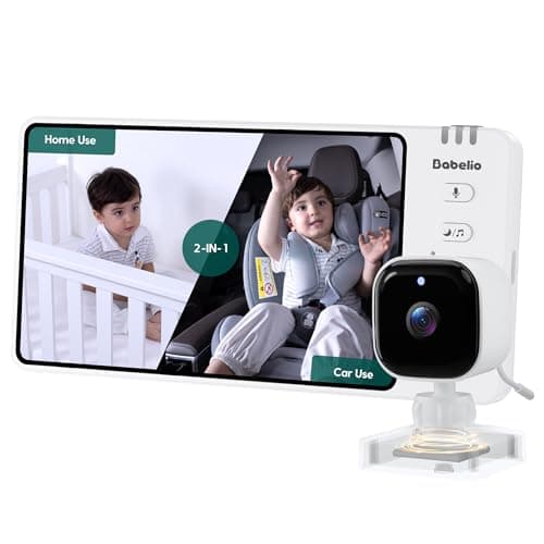 BABELIO Wireless Baby Car Camera with 5" HD Night Vision, Battery-Powered Rear Facing Car Seat Monitor for Kids and Pet, Easy Install 360° Rotatable Backseat Mirror, Newborns Travel Essentials Gifts