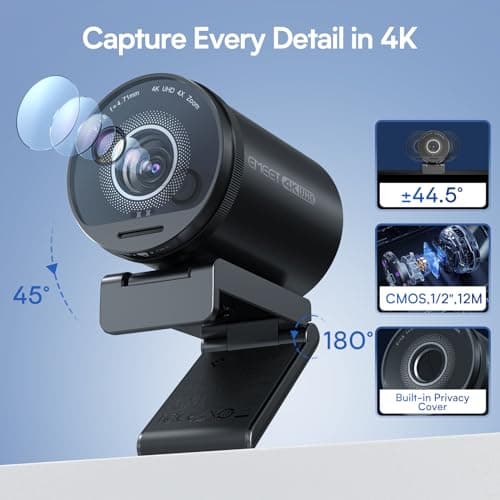 EMEET SmartCam S800-4K Webcam for Streaming, Sony 1/2'' Sensor, Supports HDR, PDAF&TOF Dual-autofocus, 1080P@60fps, 2 Noise-Cancelling Mics, 40°-73° FOV, Perfect for Live Streaming&Online Meetings 7
