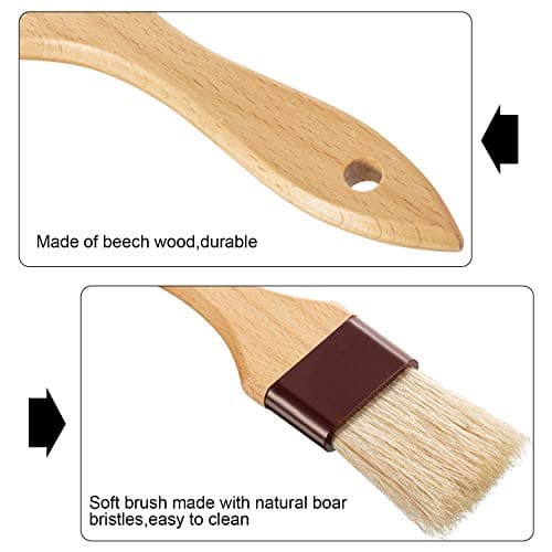 Boao 4 Pcs Pastry Brush, Natural Bristle Basting Brush, Beech Wooden Handle Basting and BBQ Brushes for Cooking, Butter, Oil, Egg, Marinade, Sauce, Grilling, Baking, Kitchen Food(1 Inch, 1 1/2 Inch) 7