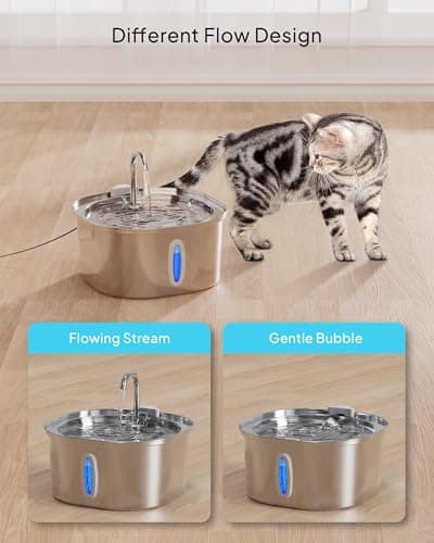 PEKTACO Stainless Steel Cat Water Fountain, 3.2L/108oz Cat Water Dispenser with Ultra-Quiet Water Pump and Water-Level Window, Dishwasher Safe Pet Drinking Fountain for Cats & Small Dogs 7