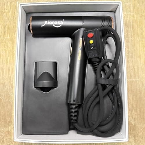 Hair Dryer, High Speed Ionic Blow Dryer with Brushless Motor for Fast Drying, Lightweight, Low Noise Compact Hair Blow Dryer, Hairdryer with 1 Magnetic Nozzle Attachments for Salon Home Travel 9