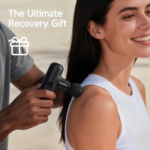 HEYCHY Super Mini Massage Gun Deep Tissue, Handheld Muscle Massager with 4 Heads, Percussion Travel Size Massager Gun for Back Pain Relief, Quiet for Home, Gym, Office, Perfect for Men & Women, Black 8