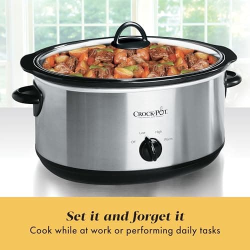 Crock-Pot 7 Quart Oval Manual Slow Cooker, Stainless Steel (SCV700-S-BR), Versatile Cookware for Large Families or Entertaining 5